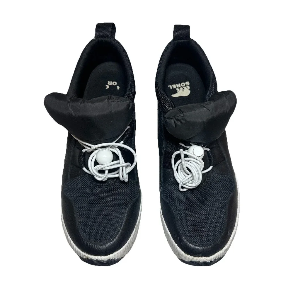 SOREL Women's Out N‎ About Black White Street Sneakers Waterproof Shoes SIZE 9